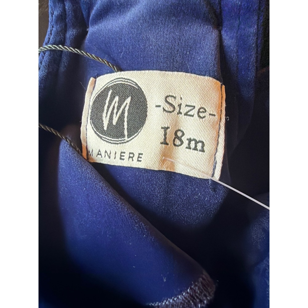Maniere Overalls Royal Blue Velvet Bib Romper Holiday Formal 18m NWT - Picture 3 of 5